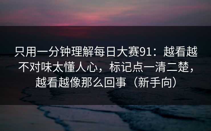 只用一分钟理解每日大赛91：越看越不对味太懂人心，标记点一清二楚，越看越像那么回事（新手向）